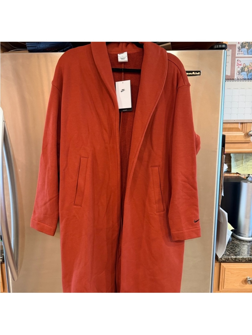 Nike Women's Burnt Orange Longline Shawl Collar Cardigan